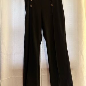 SHEIN Black Wide Leg Pants with Button Detail